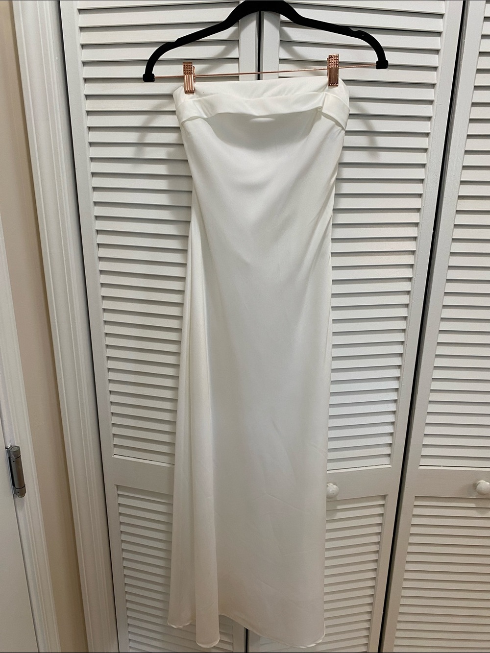 Strapless Cream Evening Dress - Sleek Minimal Design
